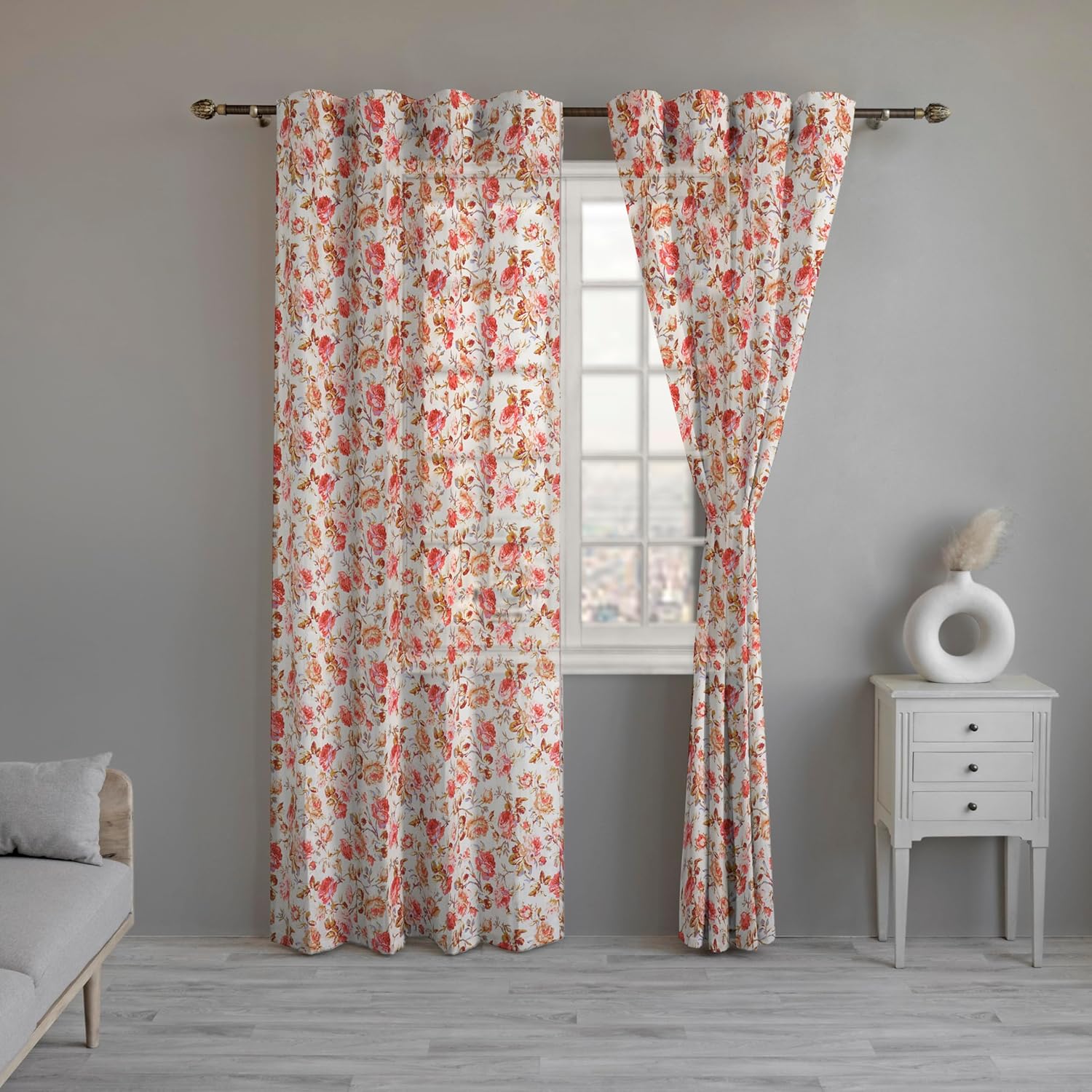 Rose Dusk Chanderi Sheer Curtain