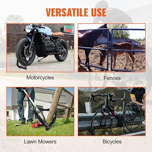 Miniatura 5 de VEVOR Candado de cadena para bicicleta, 5.91 pies con combinación de cadena de bicicleta con 4 llaves, cerraduras de bicicleta antirrobo de alta