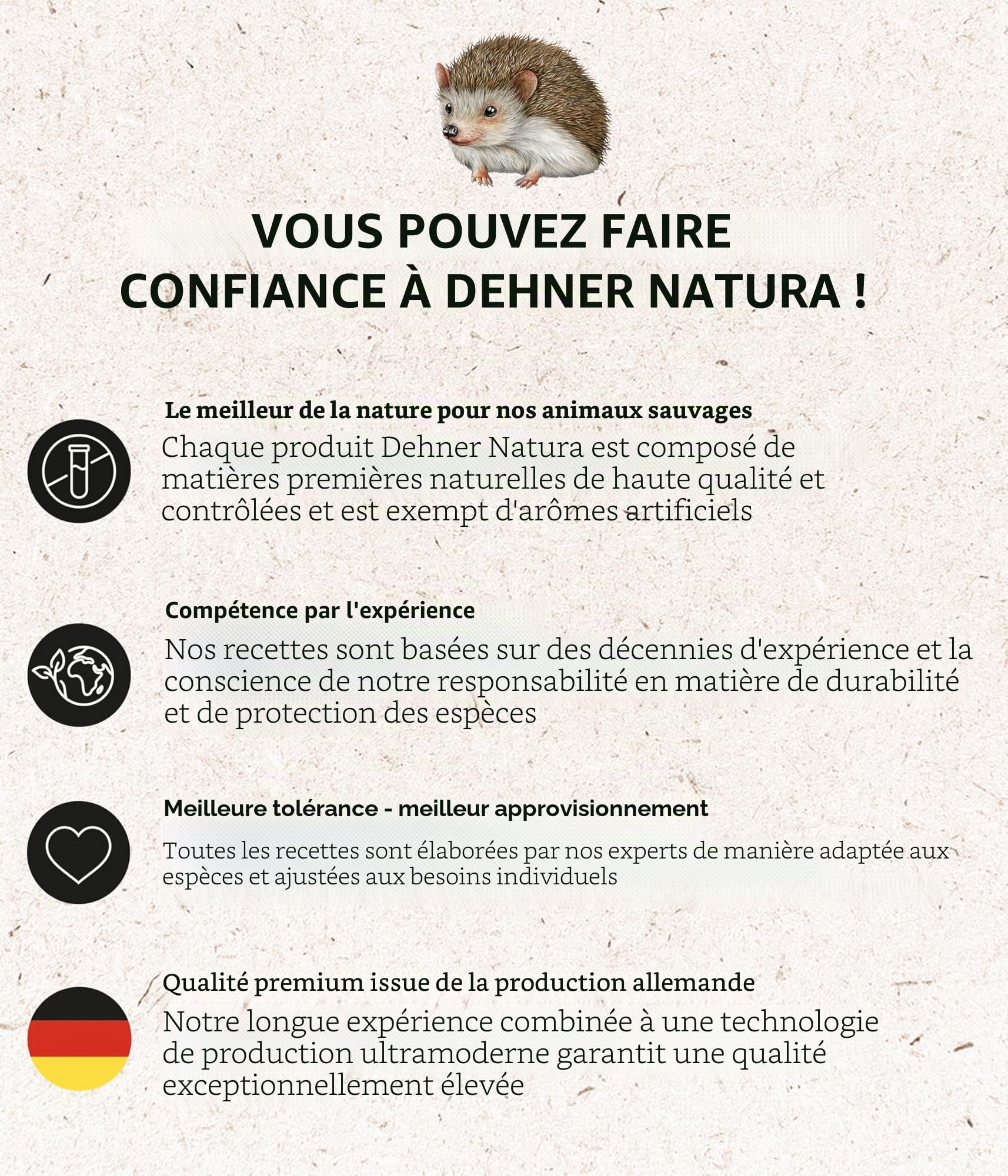 Dehner Natura Premium Mélange Premium pour hérissons, sans céréales, 2 kg