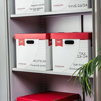 Morgan's Direct Large Archive Storage Boxes With Lids - Cardboard Business Filing Moving - 387mm x 327mm x 275mm - Pack 10