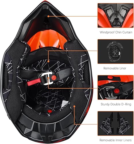 Miniatura 4 de SLUNDA TESCO Juego de casco de motocross para jóvenes, casco de motocross, ATV, aprobado por DOT, incluye guantes para pantalla táctil, gafas con 2