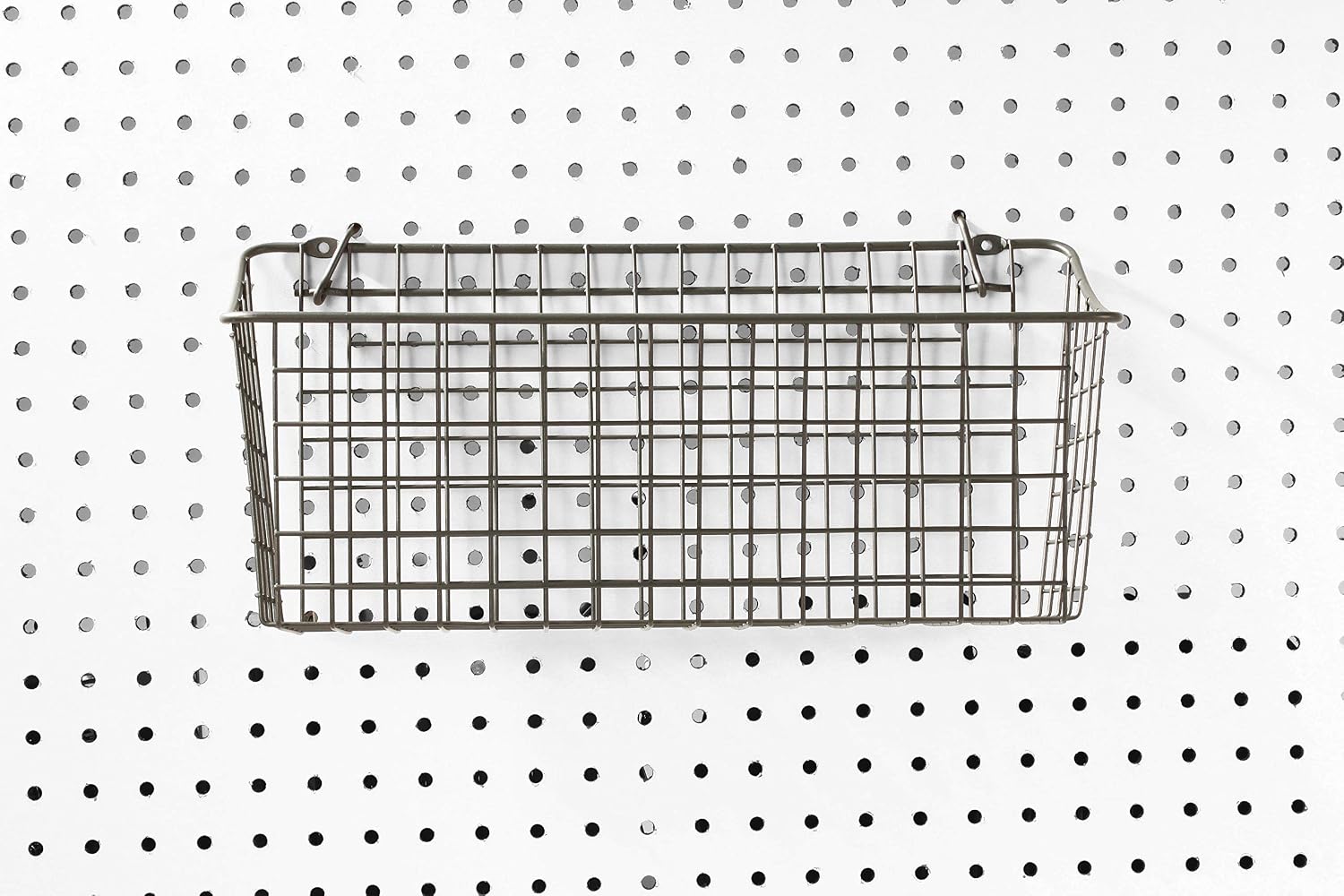 Spectrum Pegboard & Wall Mount Wire Basket Extra Large (Industrial Gray) - Storage & Organizer for Garage, Tools, Shed, Home, Work Bench, Crafts, & More (Pack of 2)