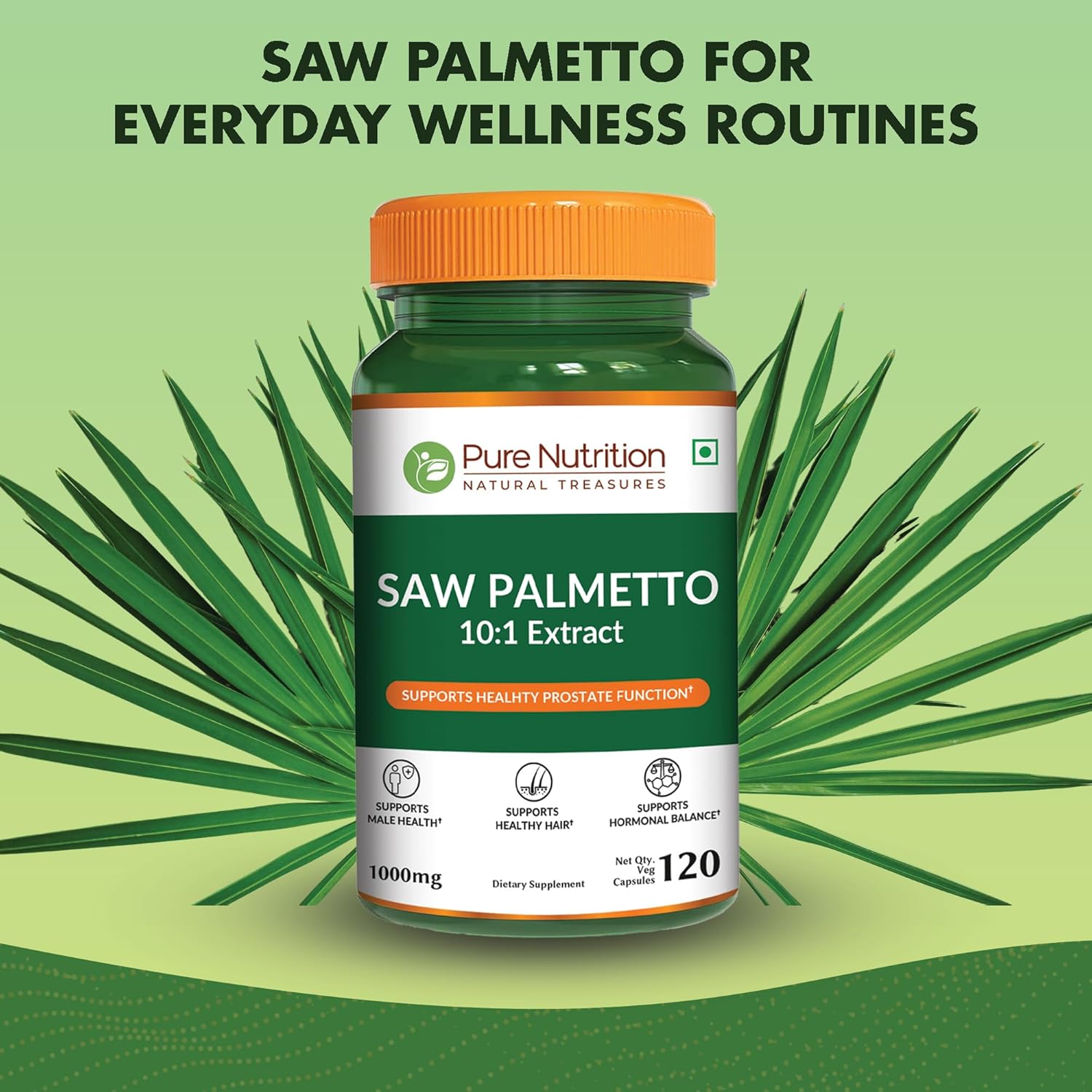 Pure Nutrition Saw Palmetto 10:1 Extract, 5000mg Strength | 120 Veg Caps | Prostate Support | Once Daily Prostate Supplement for Men - Image 2