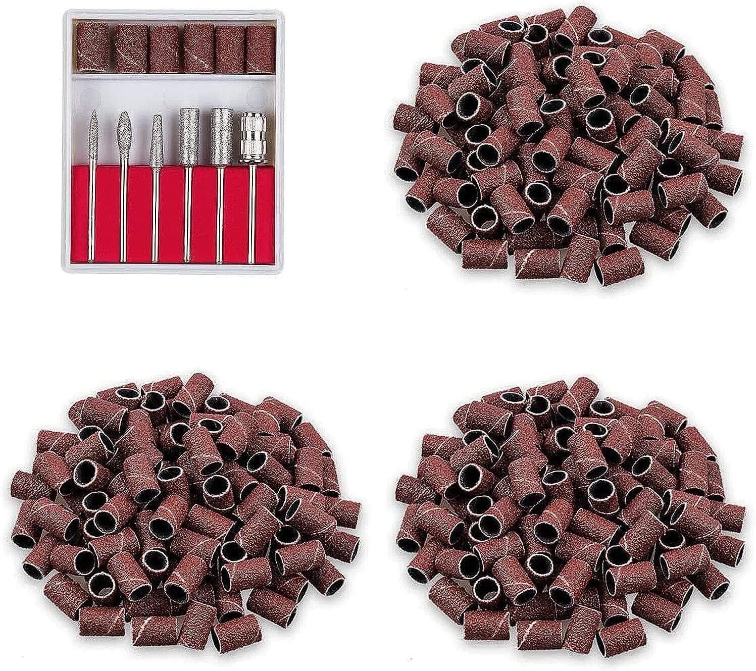 Nail Drill Bits Sanding Bands 300 PCS 3/32 Inch Coarse Medium Fine Grit