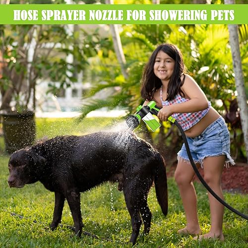 Miniatura 2 de Pulverizador de lavado para perros, accesorio de manguera de lavado de perros, 8 patrones de rociado, chorro de chorro para mascotas, con guantes de