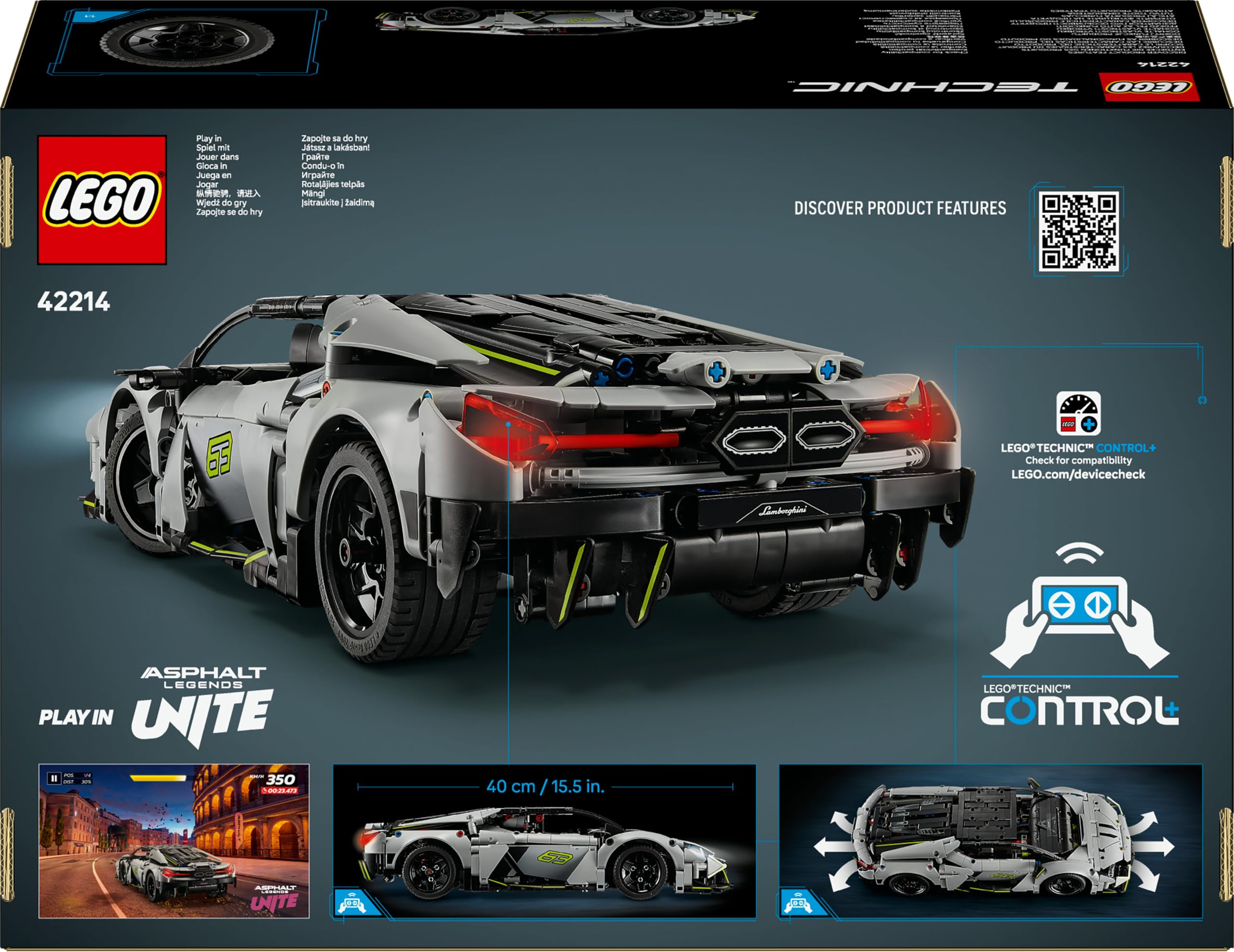 LEGO Technic Lamborghini Revuelto Supersportwagen Spielzeug – ferngesteuertes Automodell mit Lichtfunktionen, Lenkung und wiederaufladbarem Akku-Hub – Geschenk für Jungen ab 10 Jahren – 42214