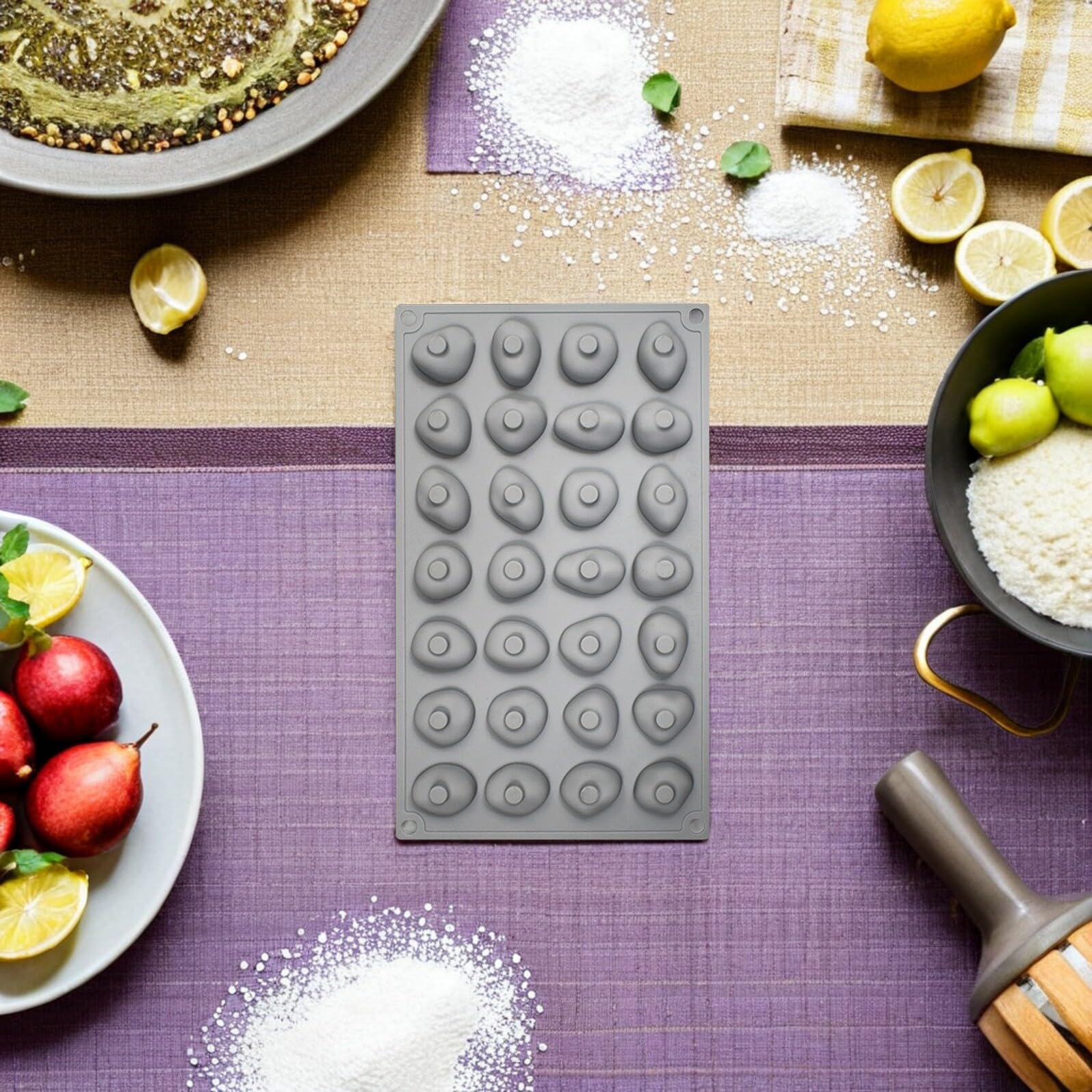 Moldes de Silicona Antiadherentes 28 Cavidades Forma de Piedras para Mini Chocolates Trufas y Mousse Resistentes al Calor Aptos para Hornear y Decorar Cupcakes 2 Piezas