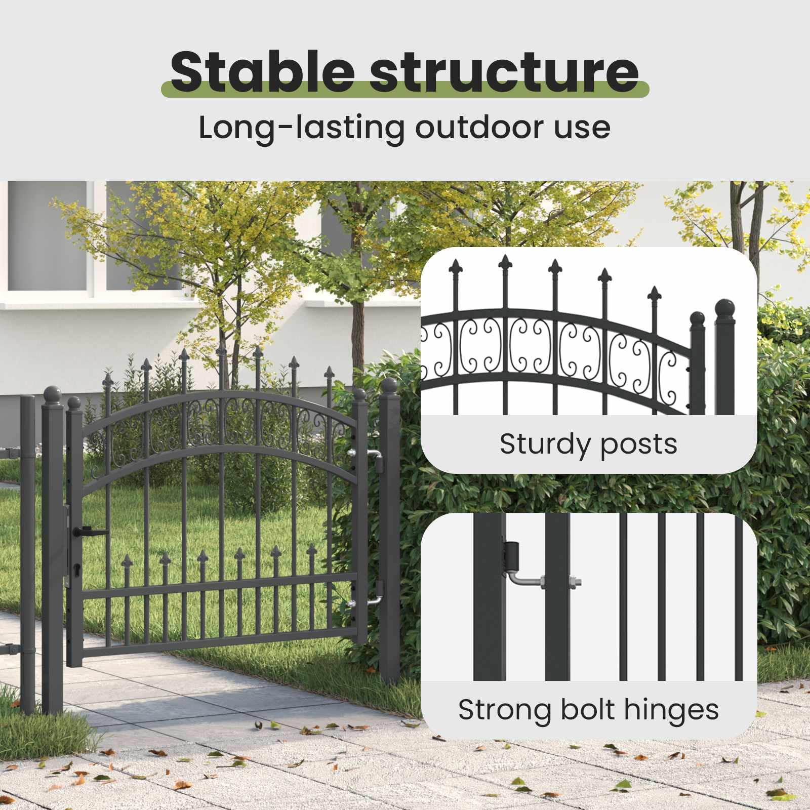 vidaXL Puerta de Cerca con Punta de Lanza KAMPEN 103 x 75 cm Acero, Puerta de cercas tradicionales, seguridad para jardín y terraza, entrada rústica para tu patio