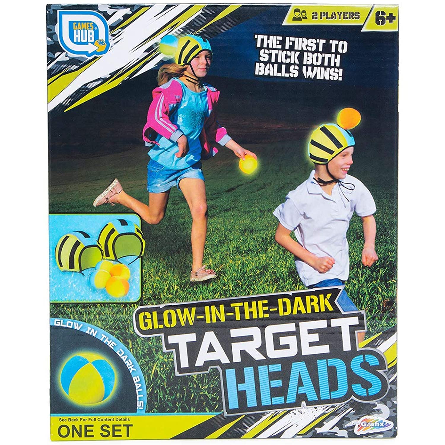 Games Hub Kid's Glow-In-The-Dark Target Heads (2 Players, Ages: 6+, Yellow)