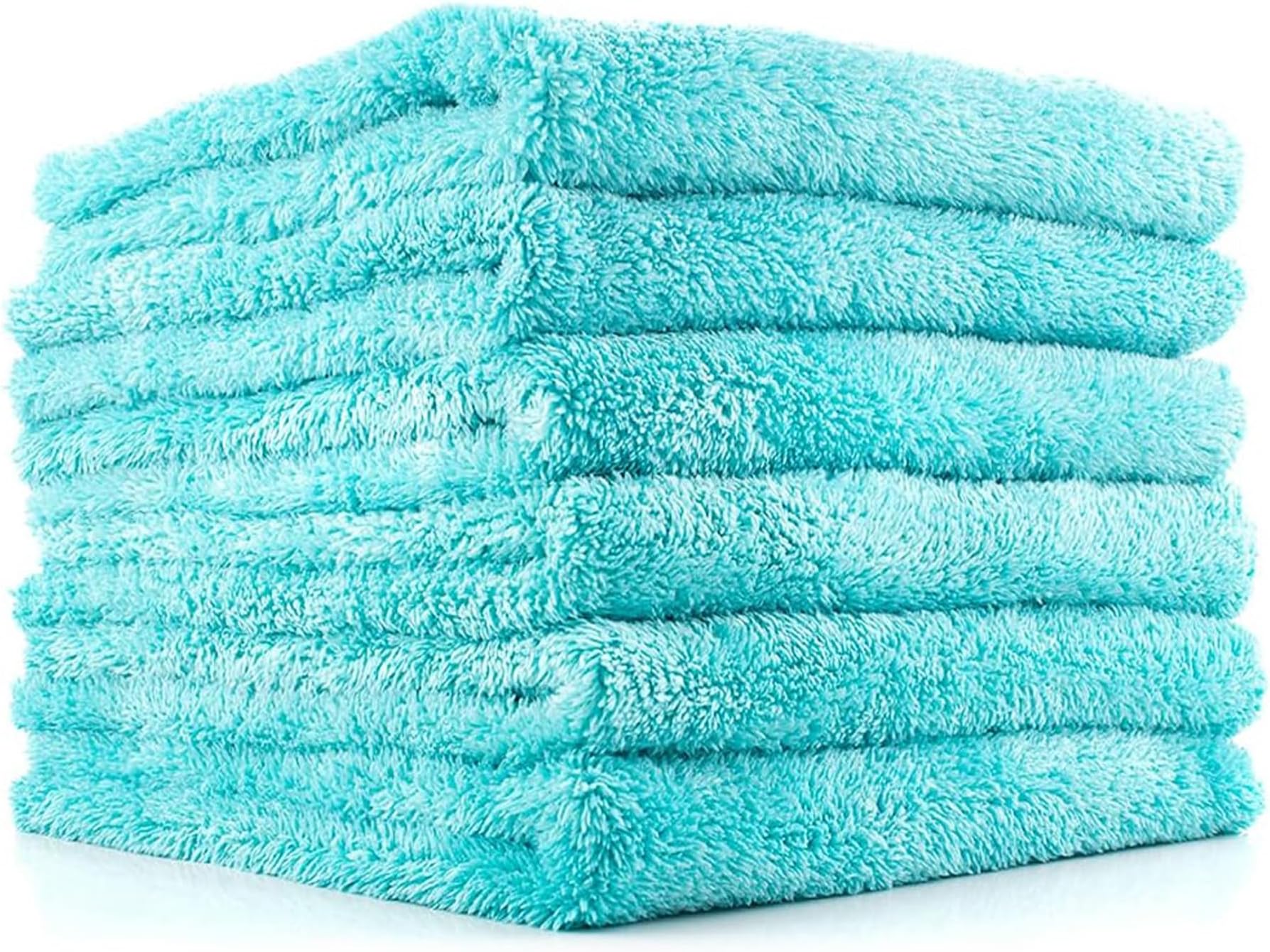 Eagle Edgeless 450 (6-Pack) Professional Korean 70/30 Blend Super Plush Microfiber Detailing Buffing Polishing Drying Towels for Cars 16x16 in, Teal Blue