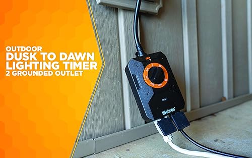 Miniatura 2 de Woods 50122WD - Temporizador de iluminación para exteriores del anochecer al amanecer, 2 salidas a tierra,