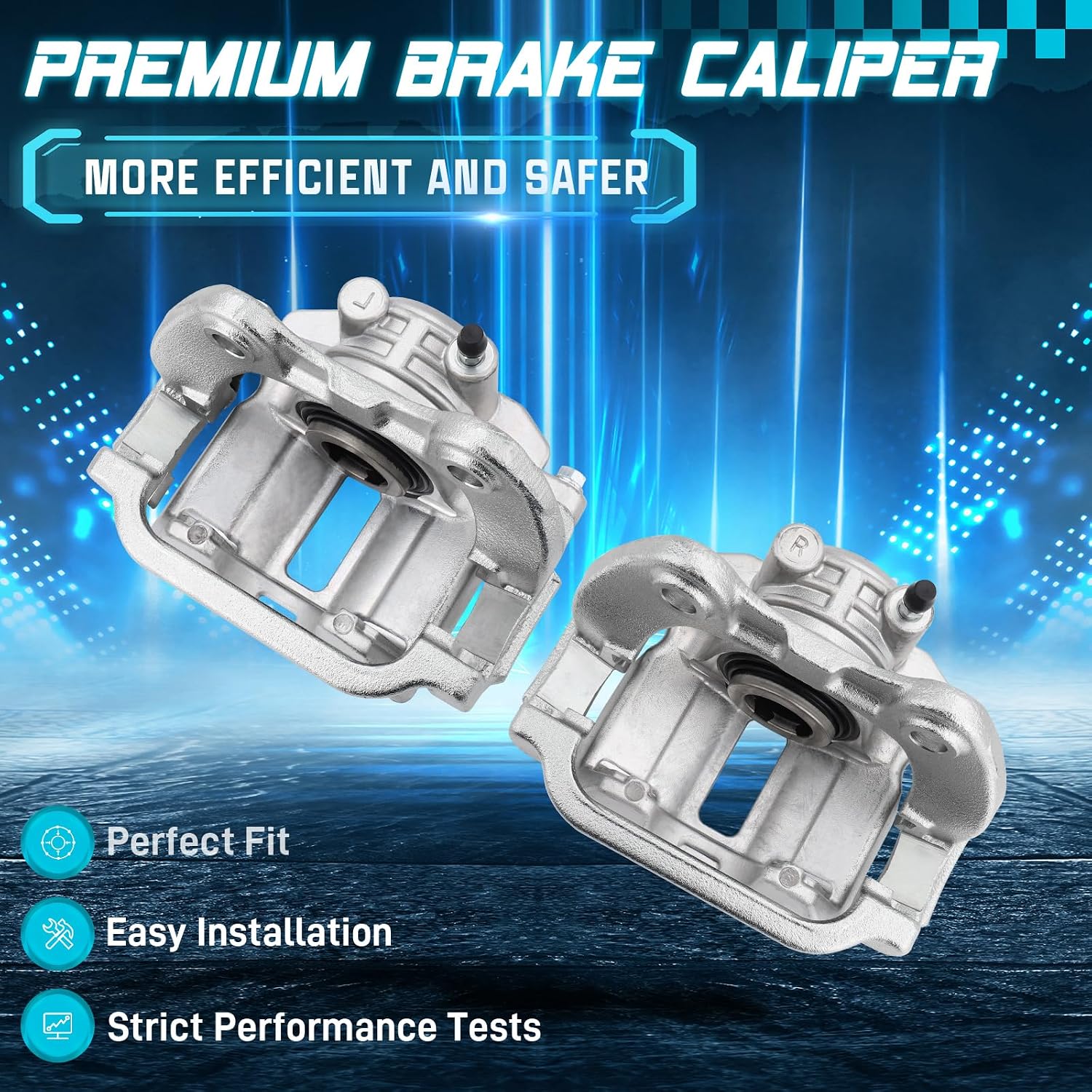 IRONTEK 18B4726 18B4727 Rear Disc Brake Caliper for Chevy Astro/Silverado 1500/ Suburban 1500/ Tahoe, for GMC Yukon/Yukon XL 1500/ Safari/Sierra 1500, for Cadillac DeVille, Driver & Passenger Side