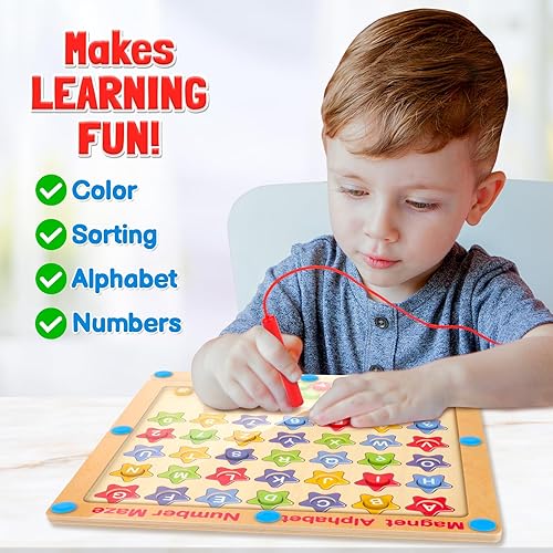 Miniatura 6 de Laberinto magnético de números del alfabeto  Montessori - Juguetes Montessori para niñas y niños pequeños, aprendizaje ABC actividades educativas