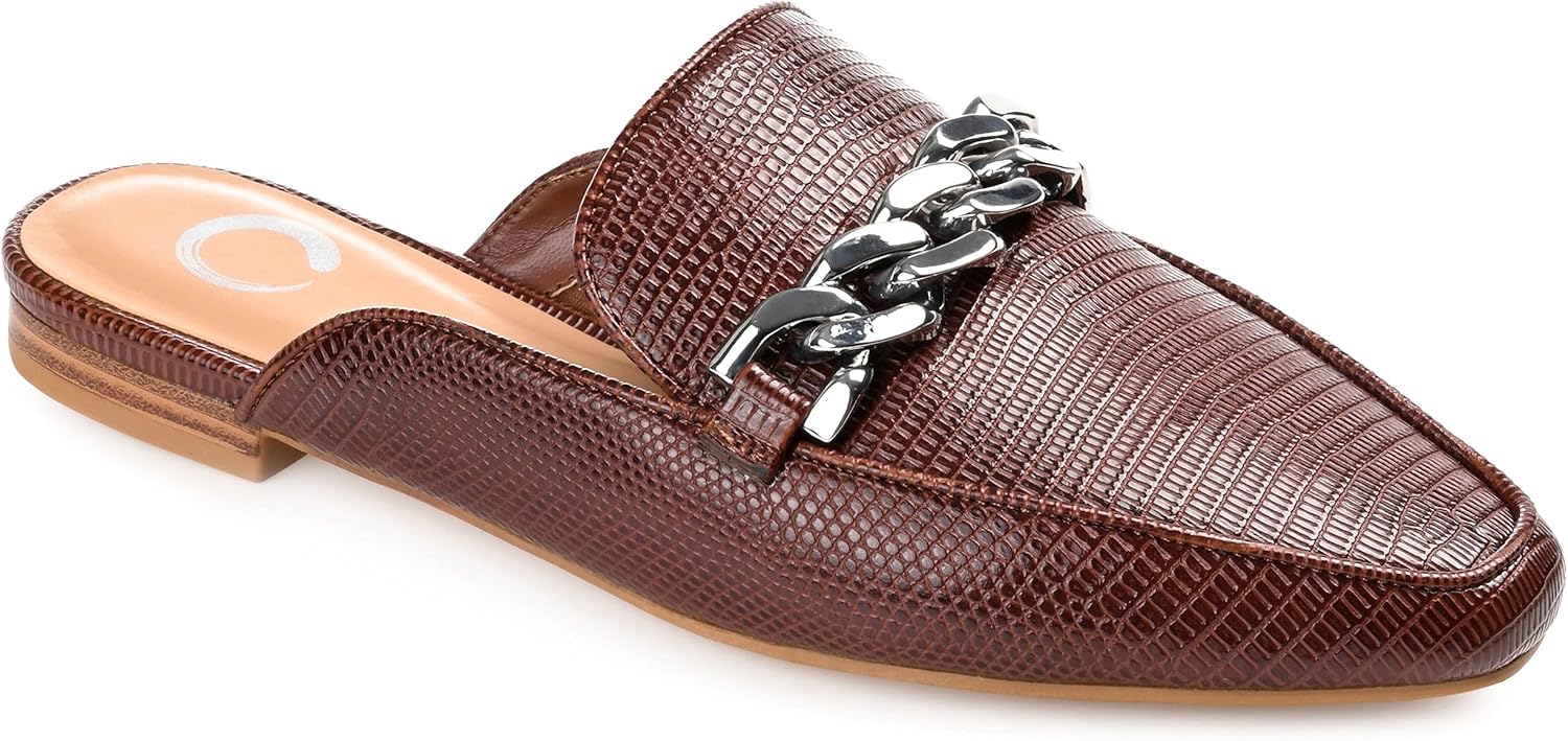 Journee Collection Womens Hazina Tru Comfort Foam Slip On Square Toe Mules Flats Brown 12 Medium Womens US