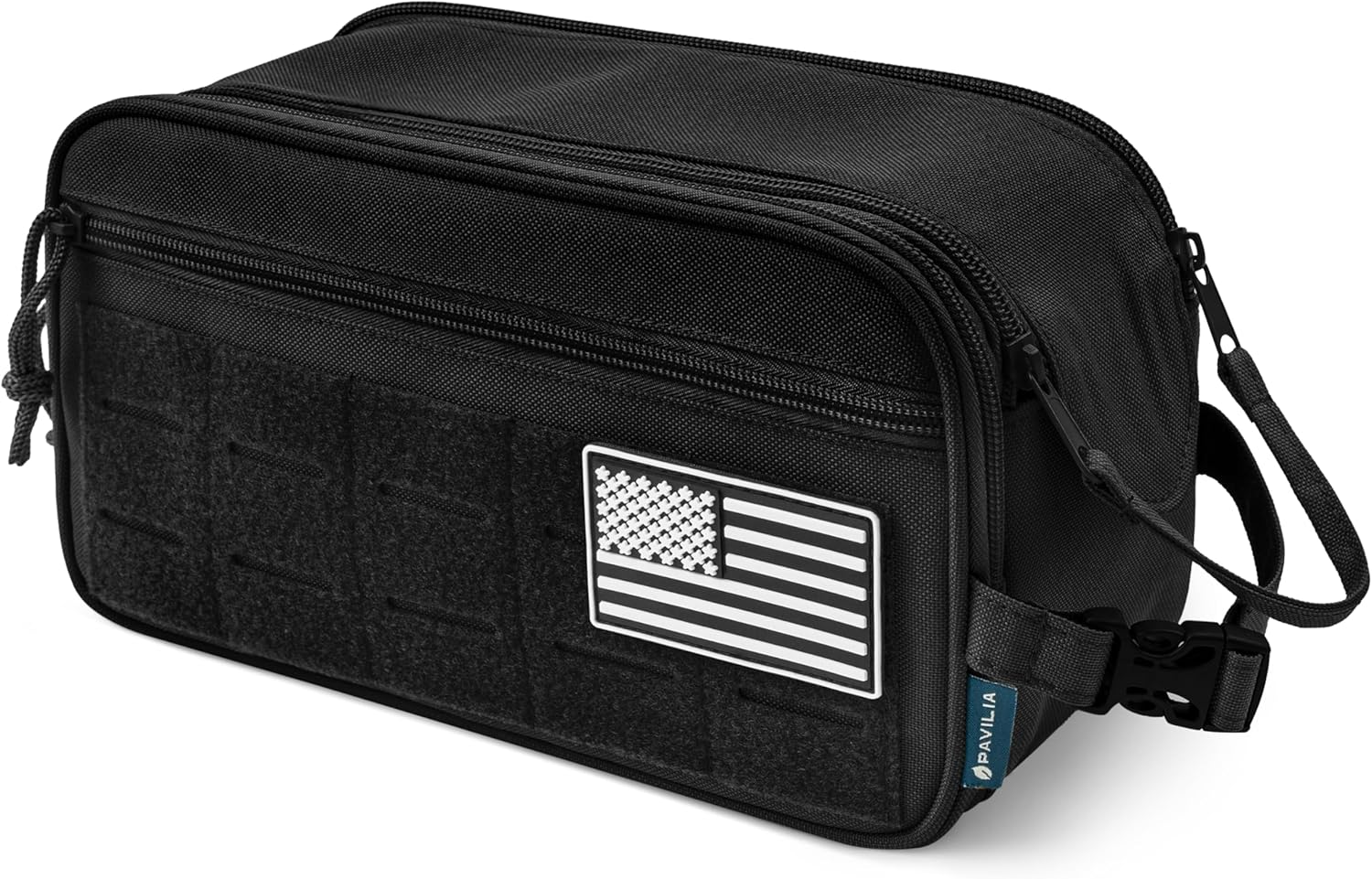 PAVILIA Tactical Toiletry Bag for Men, Travel Hygiene Bag, Military Gear Dopp Kit, Water Resist Molle Accessories Pouch, Mens Shaving Essentials, Gym Bathroom Shower Small Toiletries Tool EDC, Black - Image 9