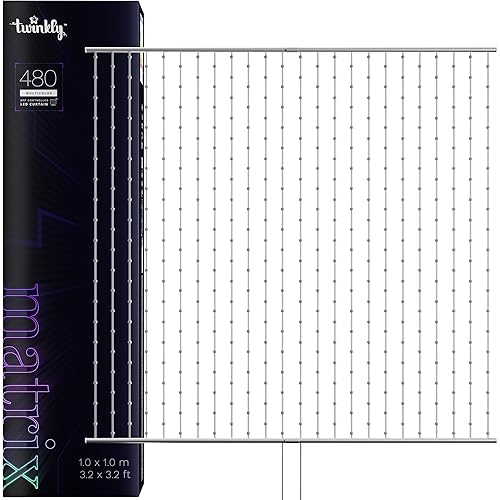 Twinkly Matrix 3.28x3.28ft RGB, High Density 480 LED Curtain, Smart Multicolor Gaming LED Lights, Compatible with Razer Chroma, Omen, Alexa, Google Home, Gaming Lights, App Mapping, Transparent Wire