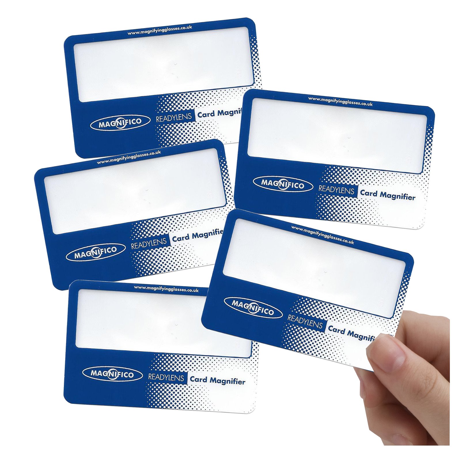 Magnifico value pack of 5 Mini Credit Card Magnifying Lenses (pocket/wallet/card size)