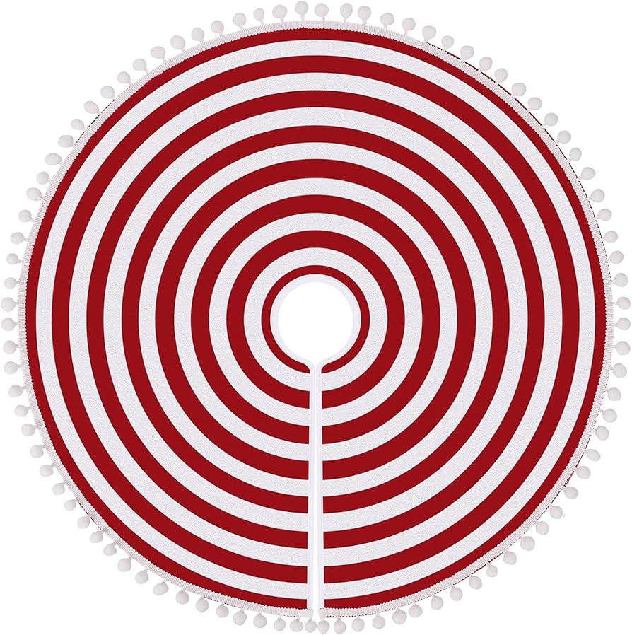 Red and white striped christmas tree skirt Clearance