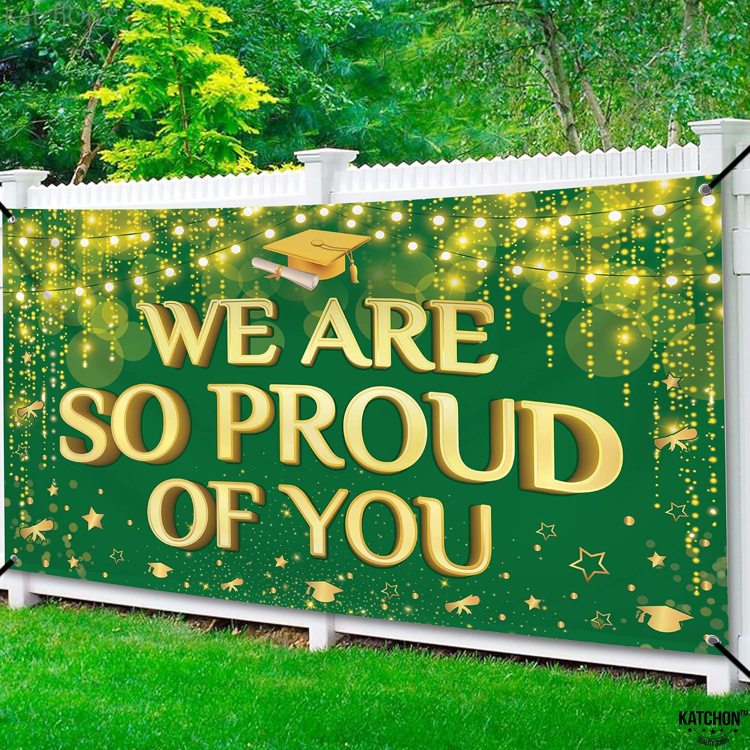 KatchOn, We are So Proud of You Banner - XtraLarge 72x44 Inch | Graduation Backdrop Green and Gold for 2026 Grad Party Decorations | Congratulations Banner Graduation Decorations 2026 grad decorations