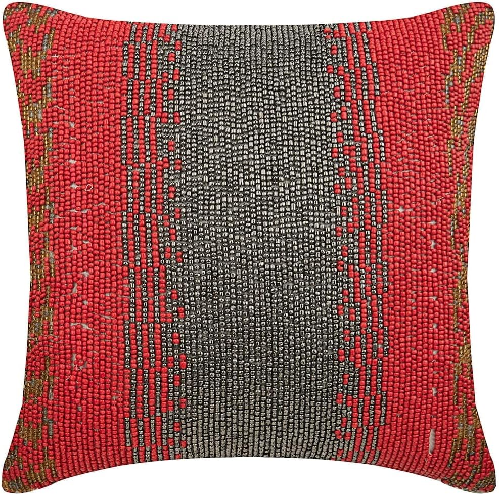 The HomeCentric Cushion Cover for Chair, Ivory Decorative Accent Pillow Covers 16x16 inch (40x40 cm) Art Silk Cushion Cover, Ombre, Modern Throw Pillows for Couch Easter - Cherry Commet