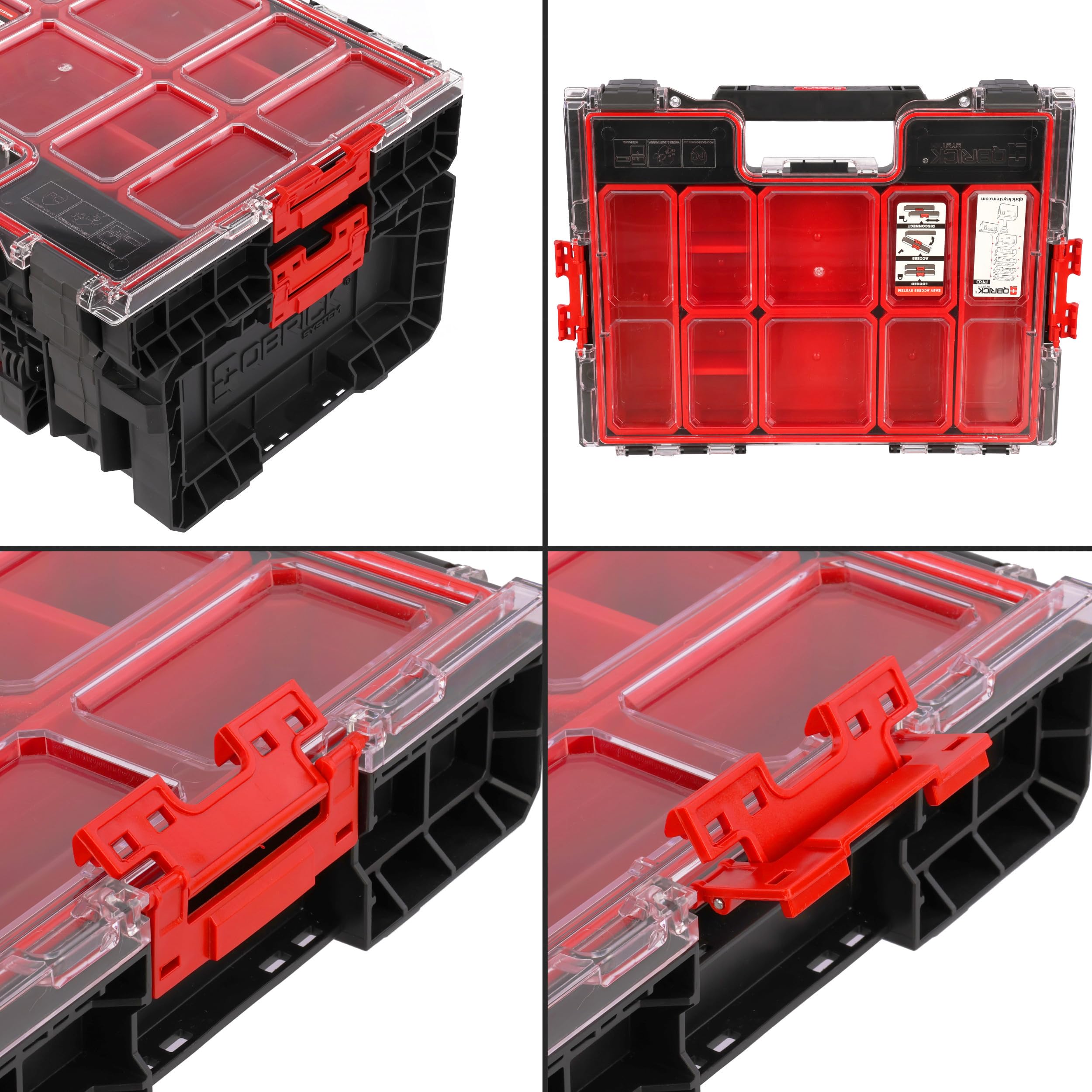 Organizer con 8 scatole rimovibili dimensione M modulare PRO costruzione rinforzata plastica