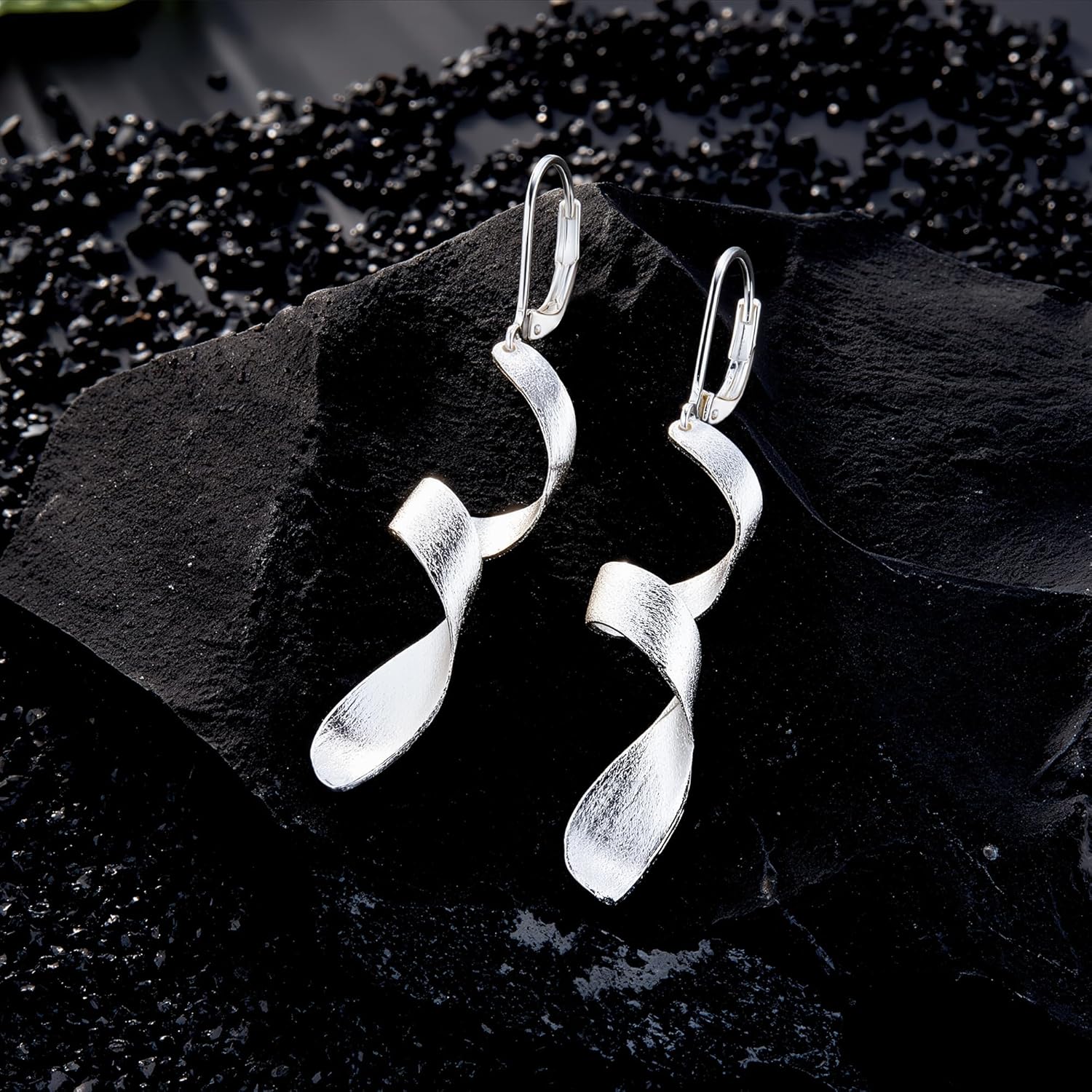 ALEXCRAFT Sterling Silver Dangle Earrings for Women, Hypoallergenic Drop Leverback Earrings Jewelry Trendy Handmade Brush Twist Silver French Hooks Dangly Earings for Women Jewelry Gifts - Image 3