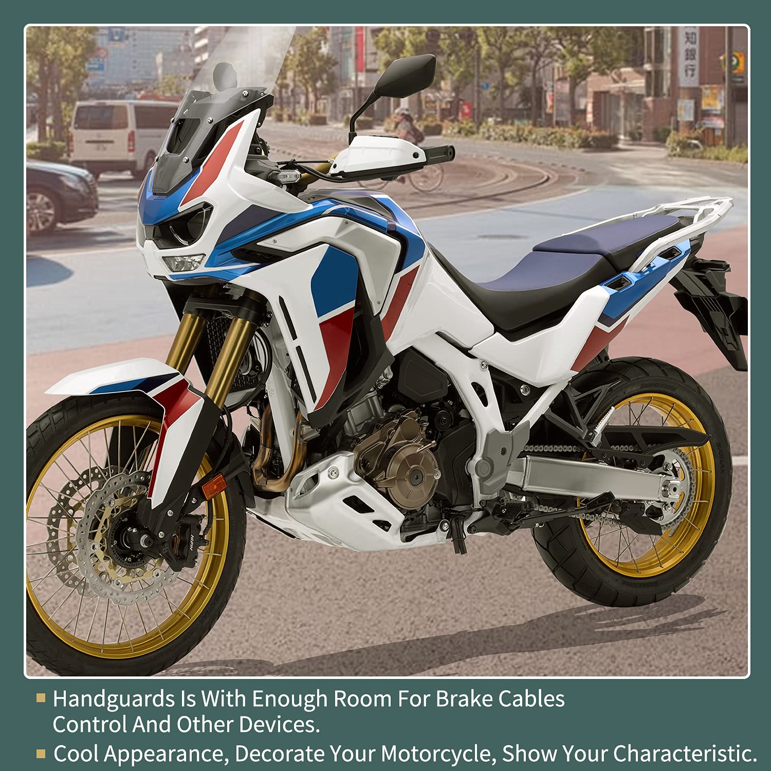 moto Paramani per spazzole per schermi Protezione per parabrezza Paravento per paramani Compatibile con CRF1100L Africa Twin Adv. Sport 2020-2024 Xadv 750 21-24 XL750 23-24 (Bianco)