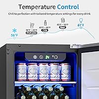 Vista 3 de 15 Inch Undercounter Beverage Refrigerator - 126 Cans Beverage Fridge with Stainless Steel Door for Beer Wine Soda - Built-in or Freestanding Wine