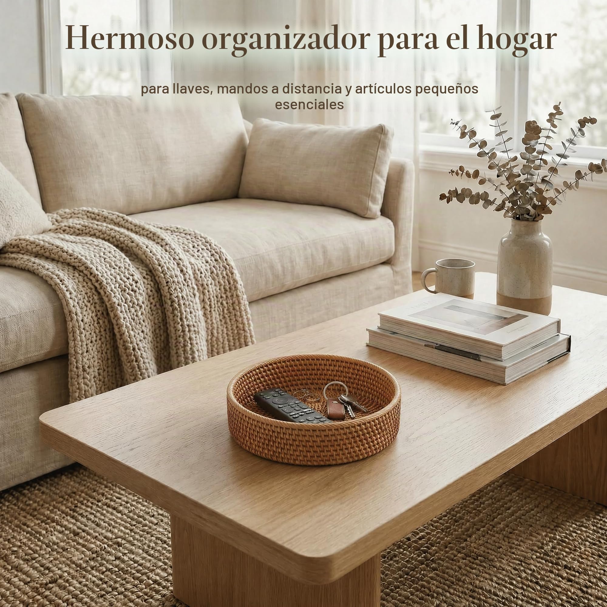 3 Piezas, Cestas de Almacenamiento Redondas de Ratán, Cestas de Mimbre Natural para Frutas, Organizador de Cestas Tejidas para Cocina/Comedor