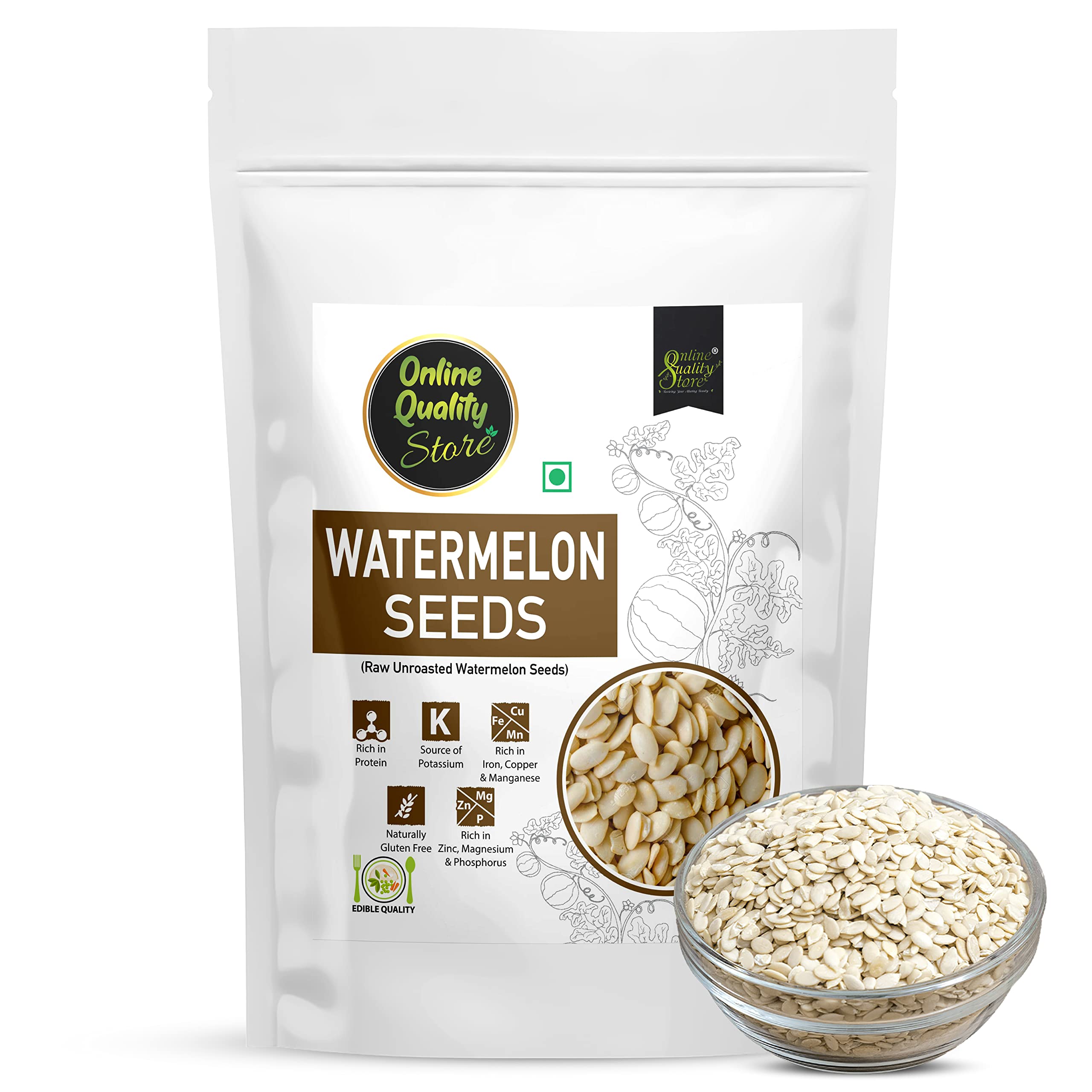 Online Quality Store Watermelon Seeds 100gm |Raw Unroasted Watermelon Seeds For eating with Rich in Protein, Potassium, Magnesium & Iron, Zinc|Watermelon Seeds for Improves heart health (B09QMV5TG4) Amazon Price History, Amazon Price Tracker