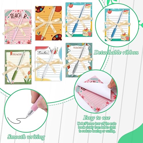 Miniatura 8 de Lincia 12 juegos de notas adhesivas para profesores, regalos de agradecimiento para profesores, con bolígrafo, bloc de notas forradas para