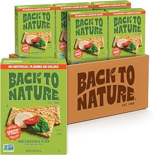 Back to Nature Multigrain Flatbread Crackers, Non-GMO, Plant-Based Snack Cracker, Made with Wheat Flour & Whole Grains, Snack Happy, 5oz Box (Pack of 6)
