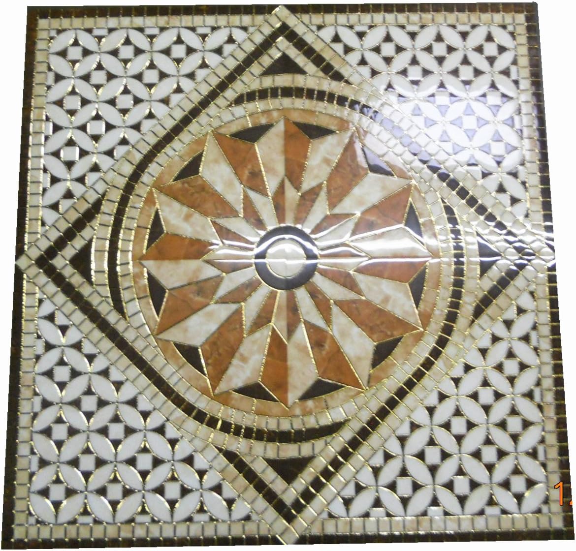 48" Porcelain Tile Art Floor Medallion Squear Shape