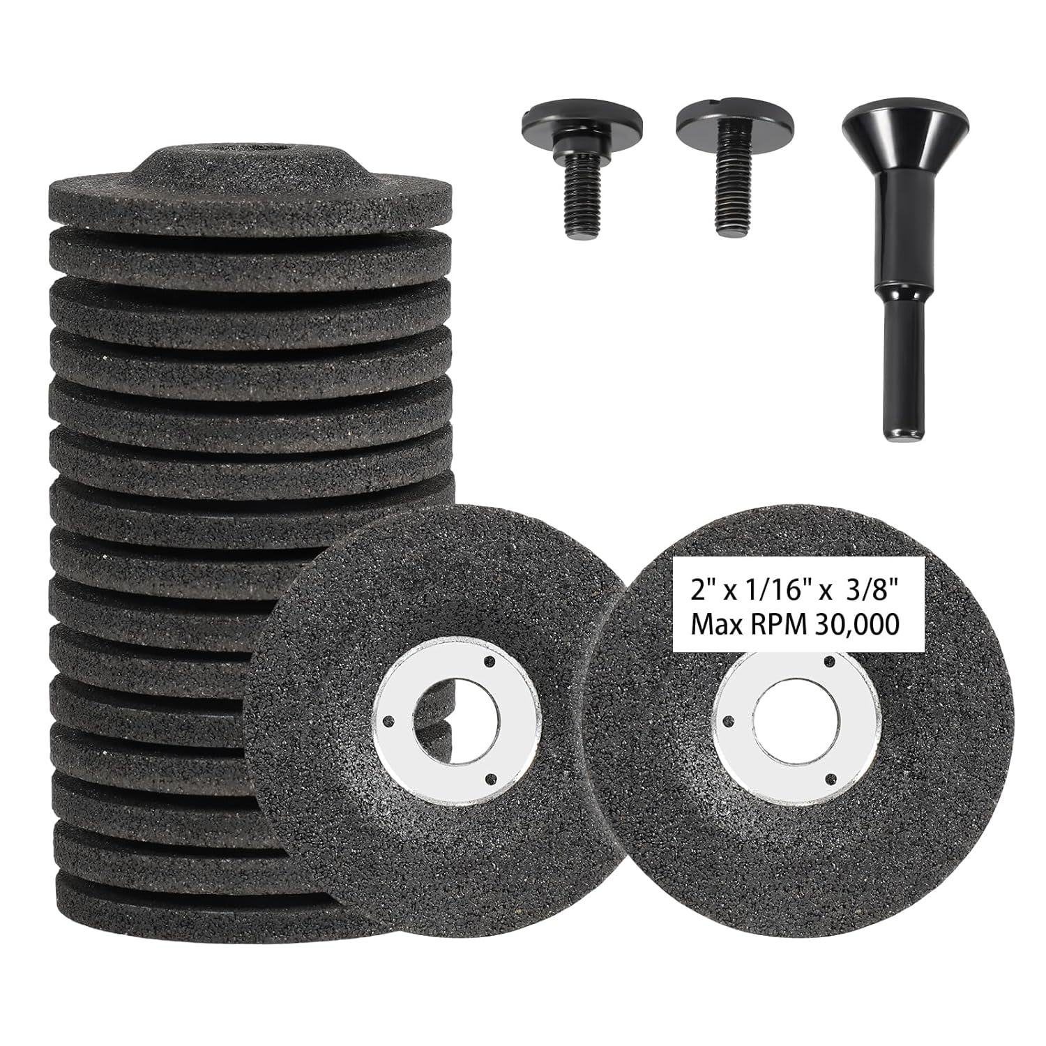 2" Die Grinder Grinding Wheel 15 Pcs,2 inch Grinder Disc with Mounting Mandrel Holder 3/8" & 1/4" Arbor Hole with 1/4" Shaft Shank for General Purpose Metal & Stainless Steel, Aluminum Oxide Grinding