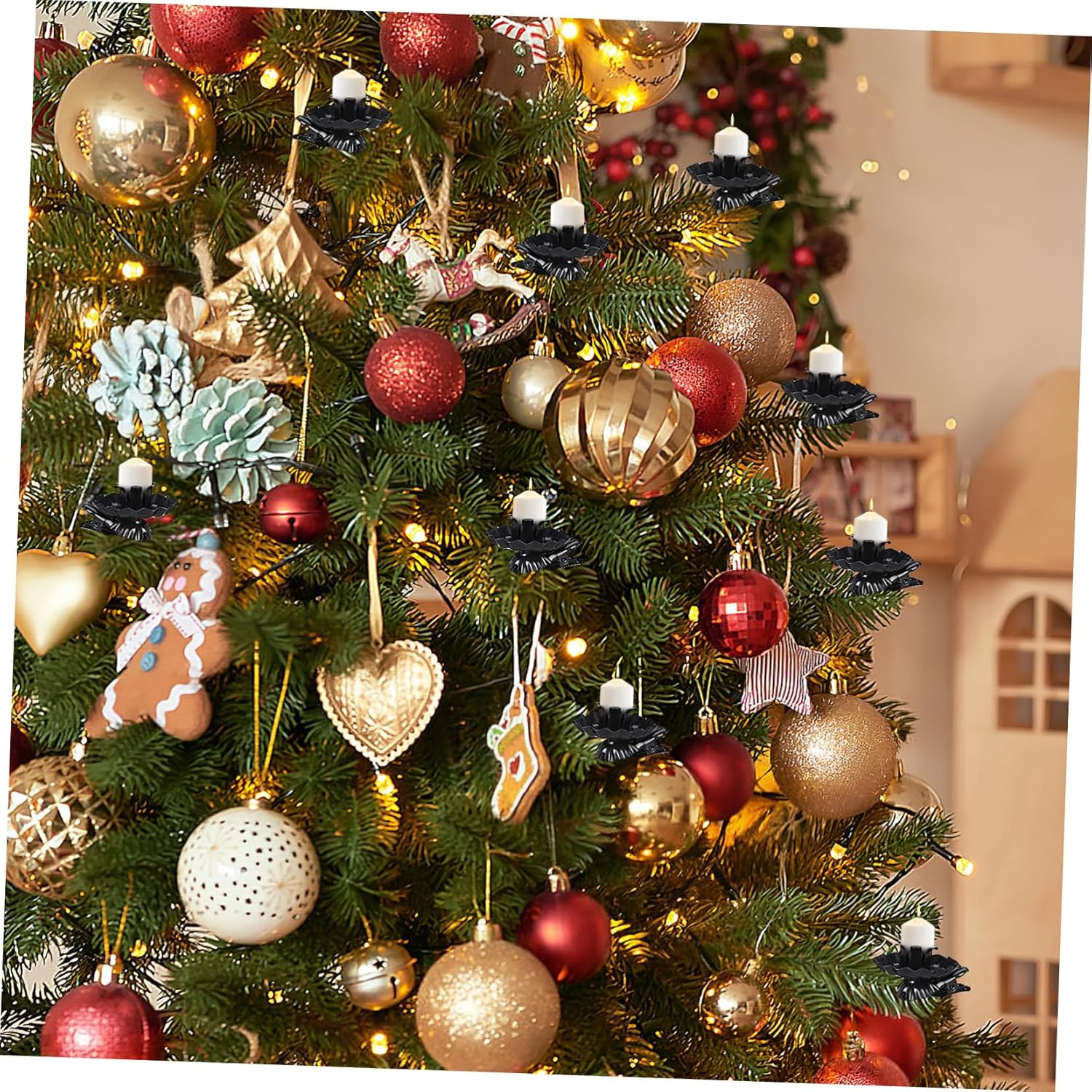 60pcs Metal Candle Clips for Christmas Tree Decoration Sturdy Taper Candle Holders Flat Base for Festive Centerpieces and Holiday Celebrations