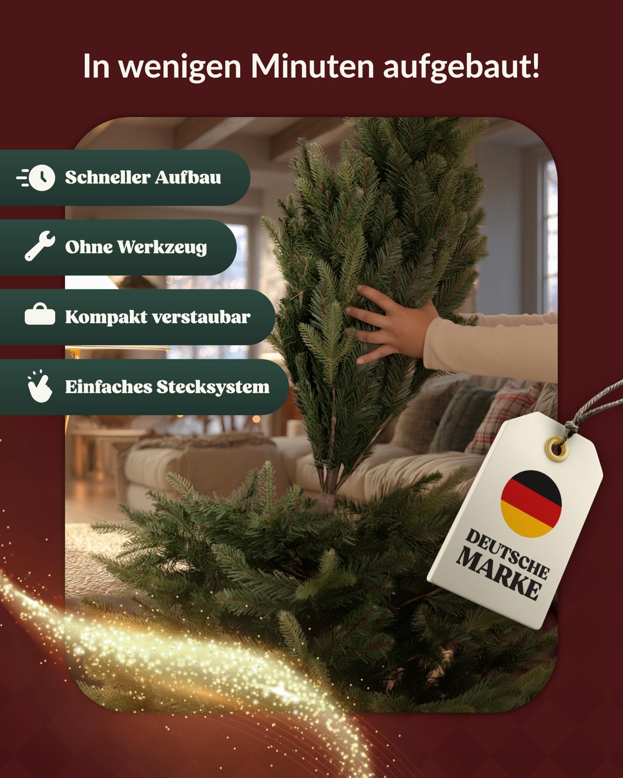 Amari ® Naturgetreuer Künstlicher Weihnachtsbaum 220cm - Tannenbaum Künstlich Christbaum Christmas Tree - Künstliche weihnachtsbäume - Faltbarer Weihnachtsbaum Künstlich