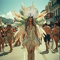 Vista 34 de HOMELEX Tocado de plumas negras para mujer, accesorios de carnaval caribeño