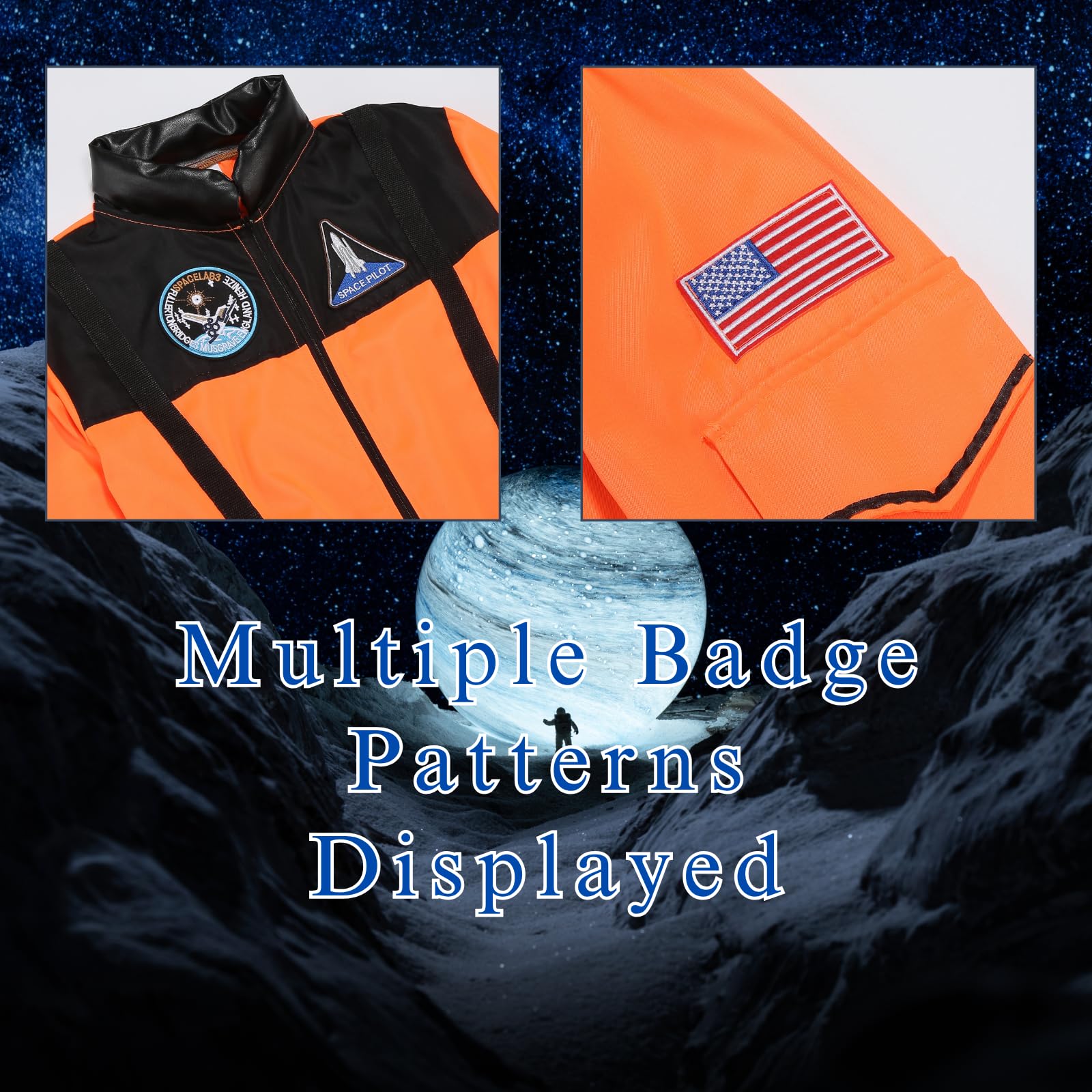 maxToonrain Adult Astronaut Costume Women Space Jumpsuit Spaceman Scientist Themed Party Fancy Dress for Halloween World Book Day (Classic Orange - Image 3