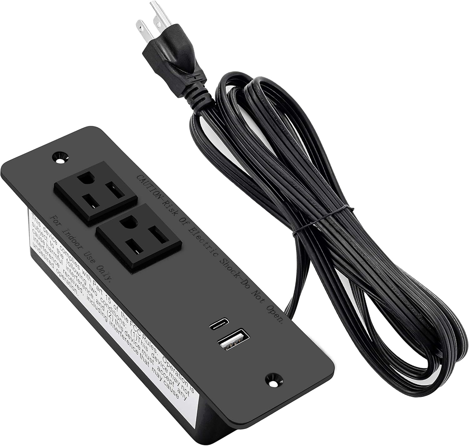 Recessed Power Strip with USB C Port, Desk Power Outlet