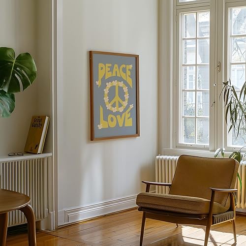 Miniatura 2 de VUVUKU Peace & Love 70s Retro Wall Art Print  Psychedelic Flower Power Poster for Home & Office