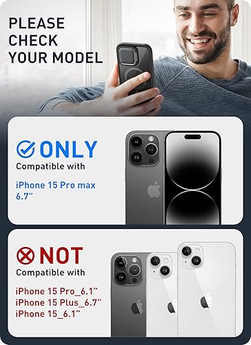 Miniatura 2 de i-Blason Funda magnética para iPhone 15 Pro Max con soporte para cámara compatible con MagSafe Protección de grado militar Funda transparente de