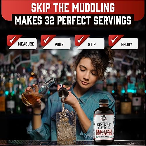 Miniatura 6 de Bartender's Secret Sauce Old Fashioned Syrup 2 8 onzas + 4 cubos 2 pulgadas molde de silicona para hielo