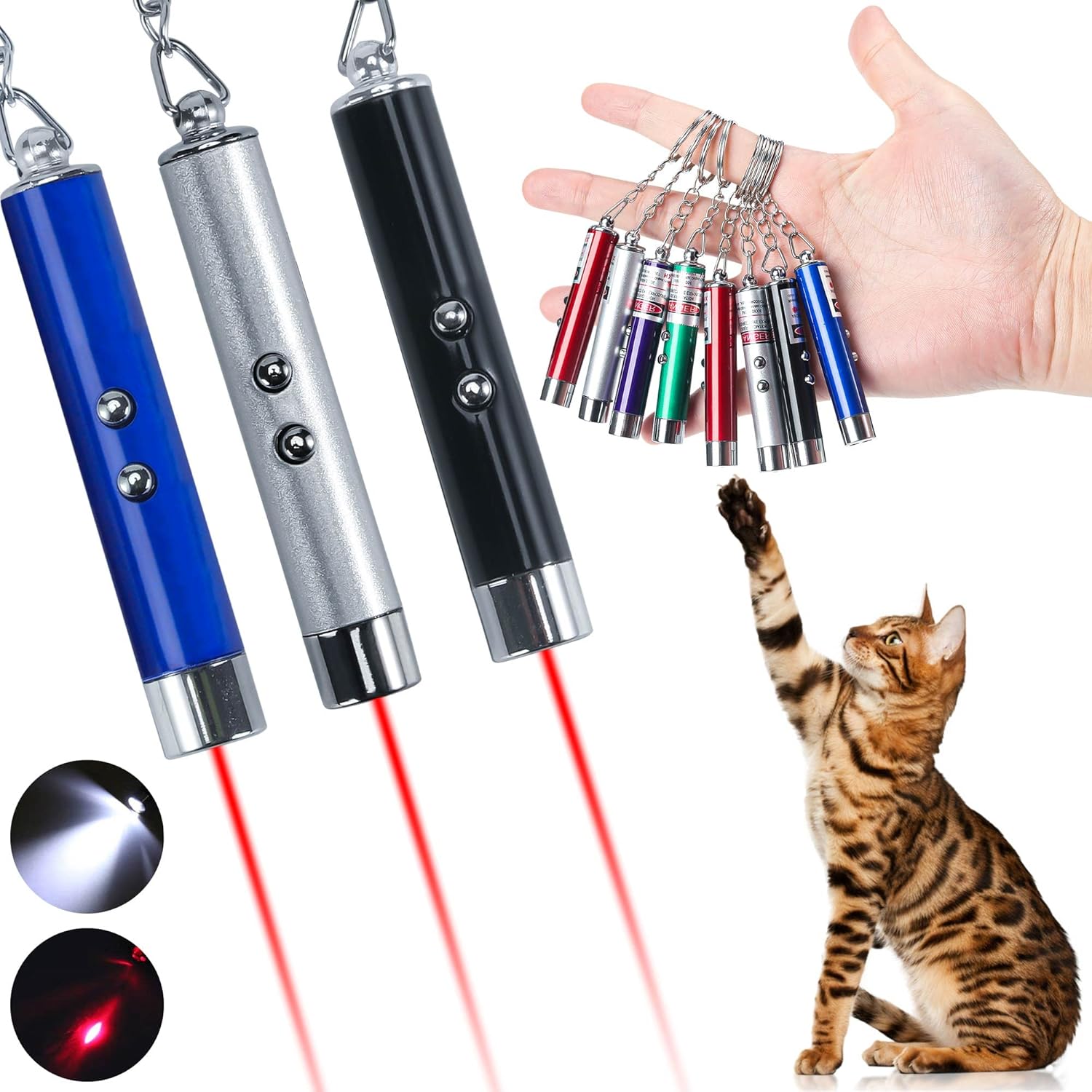 YJOO 8PCS Mini Red Cat Toy Interactive Training Tools 2in1