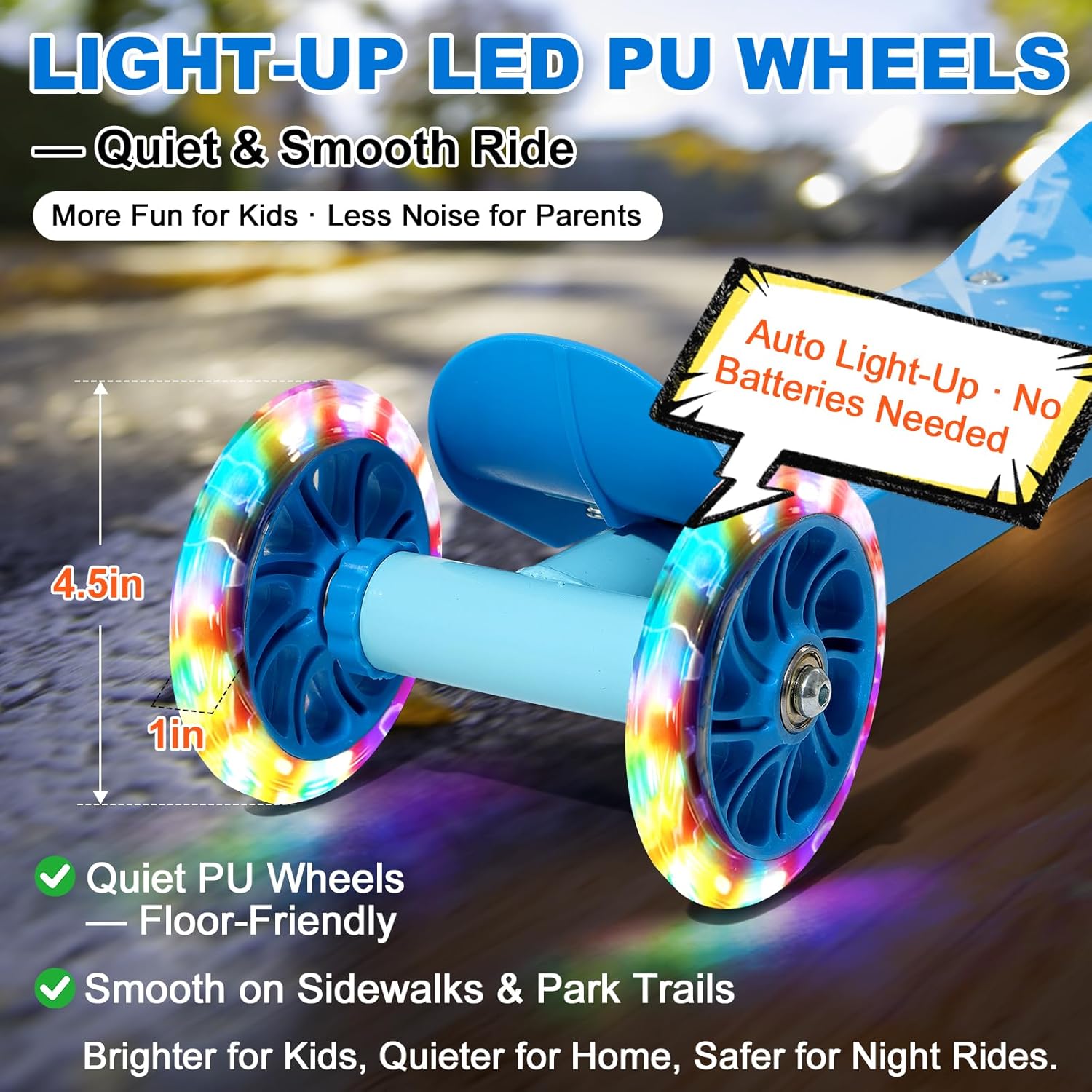 Kick Scooter for Kids 3-7 Age - LED Lighted 3 Wheel Toddler Scooter, 360° Steering, Adjustable Height Handlebar, Anti-Slip Deck, Stable Metal Design, Indoor Outdoor for 3-5, 5-7 Year Old Girls Boys - Image 6