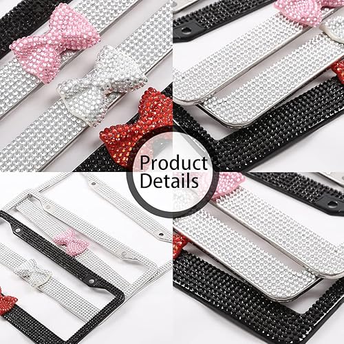 Miniatura 4 de AUCELI Marco brillante para matrícula, paquete de 2 cubiertas de acero inoxidable para placa de automóvil, soporte de soporte de matrícula de