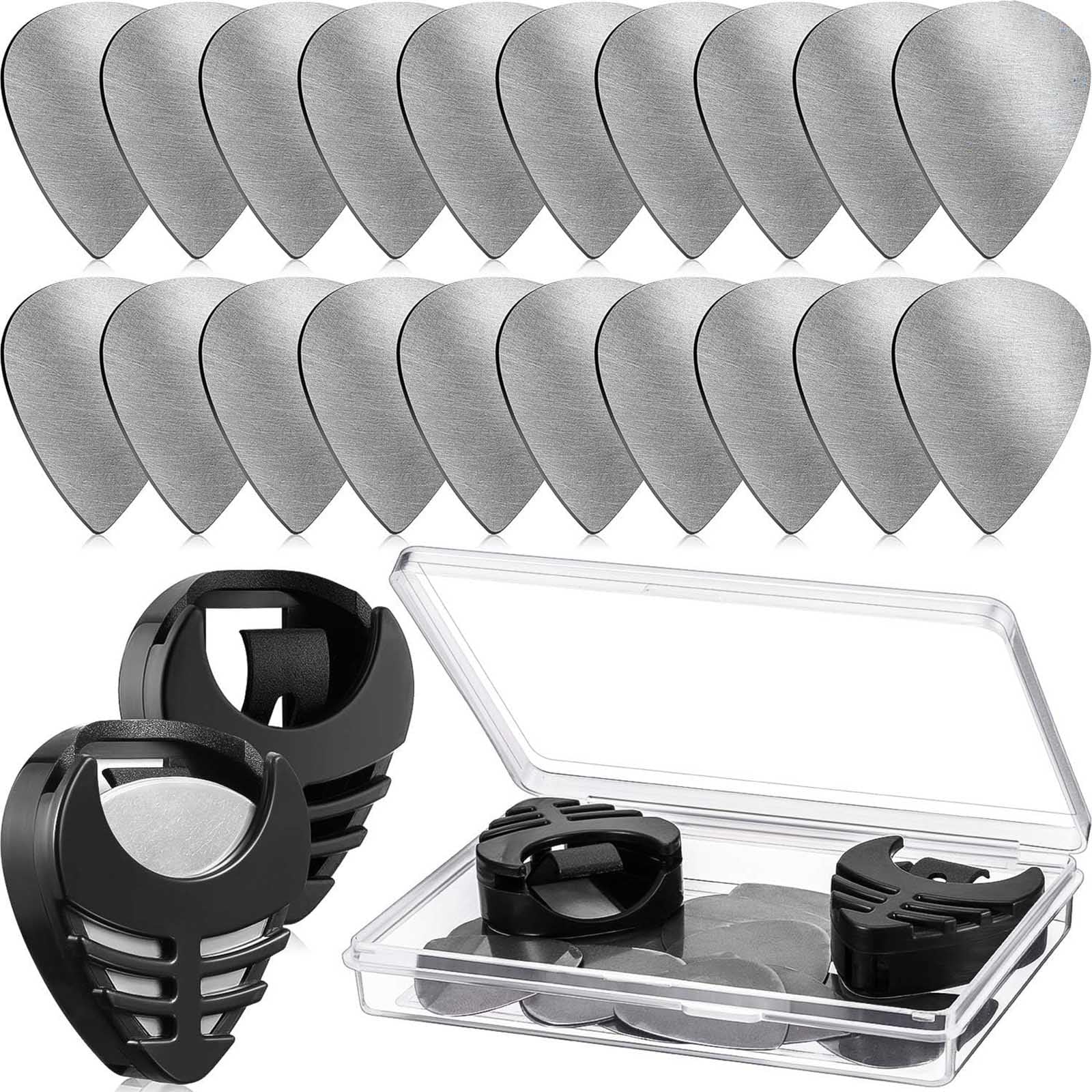 Sponsored Ad – Tazweeq 20 Piece Metal Guitar Plectrum, Stainless Steel Pick, Black Guitar Plectrum Holder with Plectrum Storage Case for Electric Guitar, Bass Guitar, Ukulele