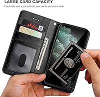 Vista 4 de Bocasal Funda tipo cartera compatible con iPhone 12 e iPhone 12 Pro con soporte para tarjetas de cuero PU magnética desmontable con soporte plegable