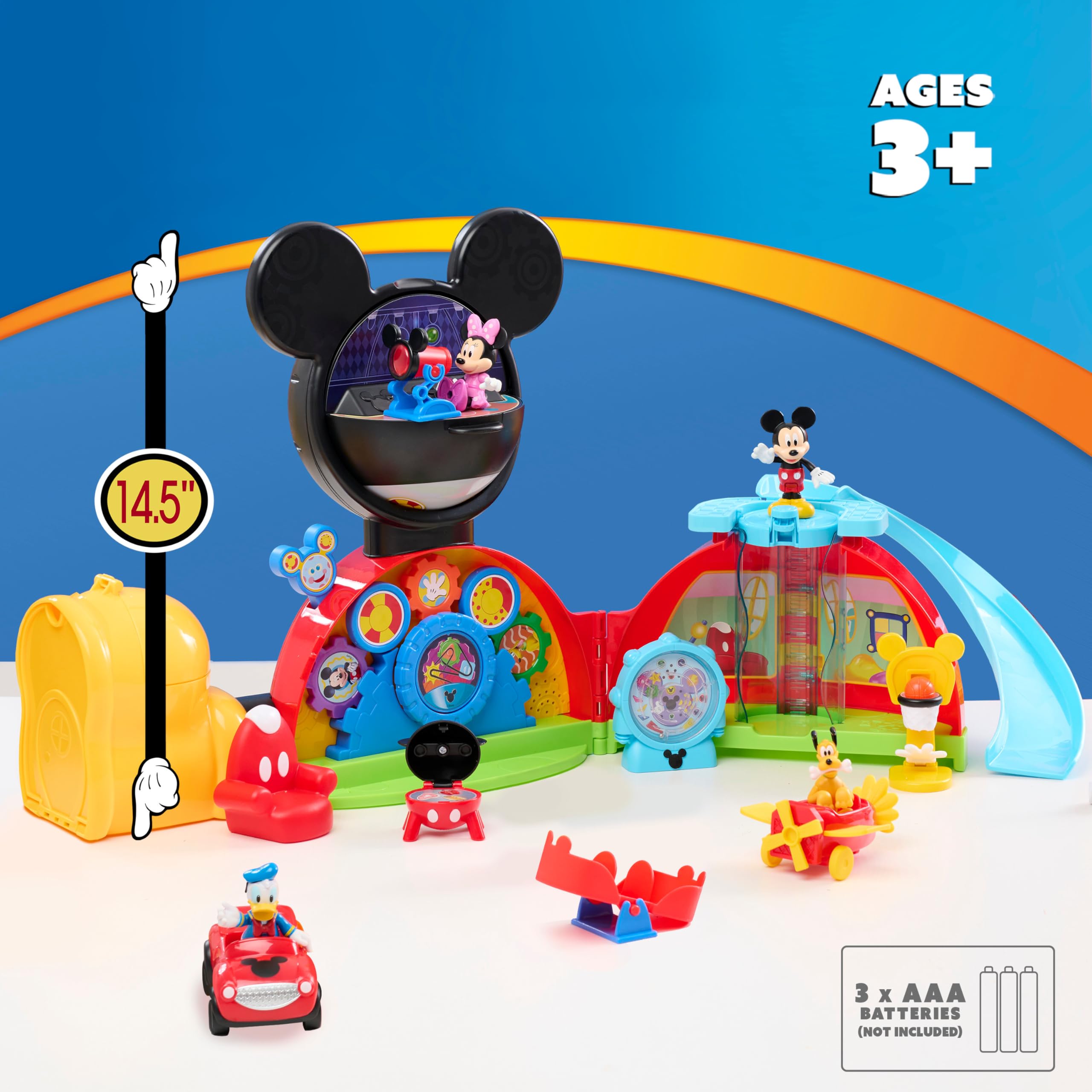 Disney Jr. Mickey Mouse Clubhouse Deluxe Playset | de 71 cm con luces y sonidos, 16 piezas, +3 años