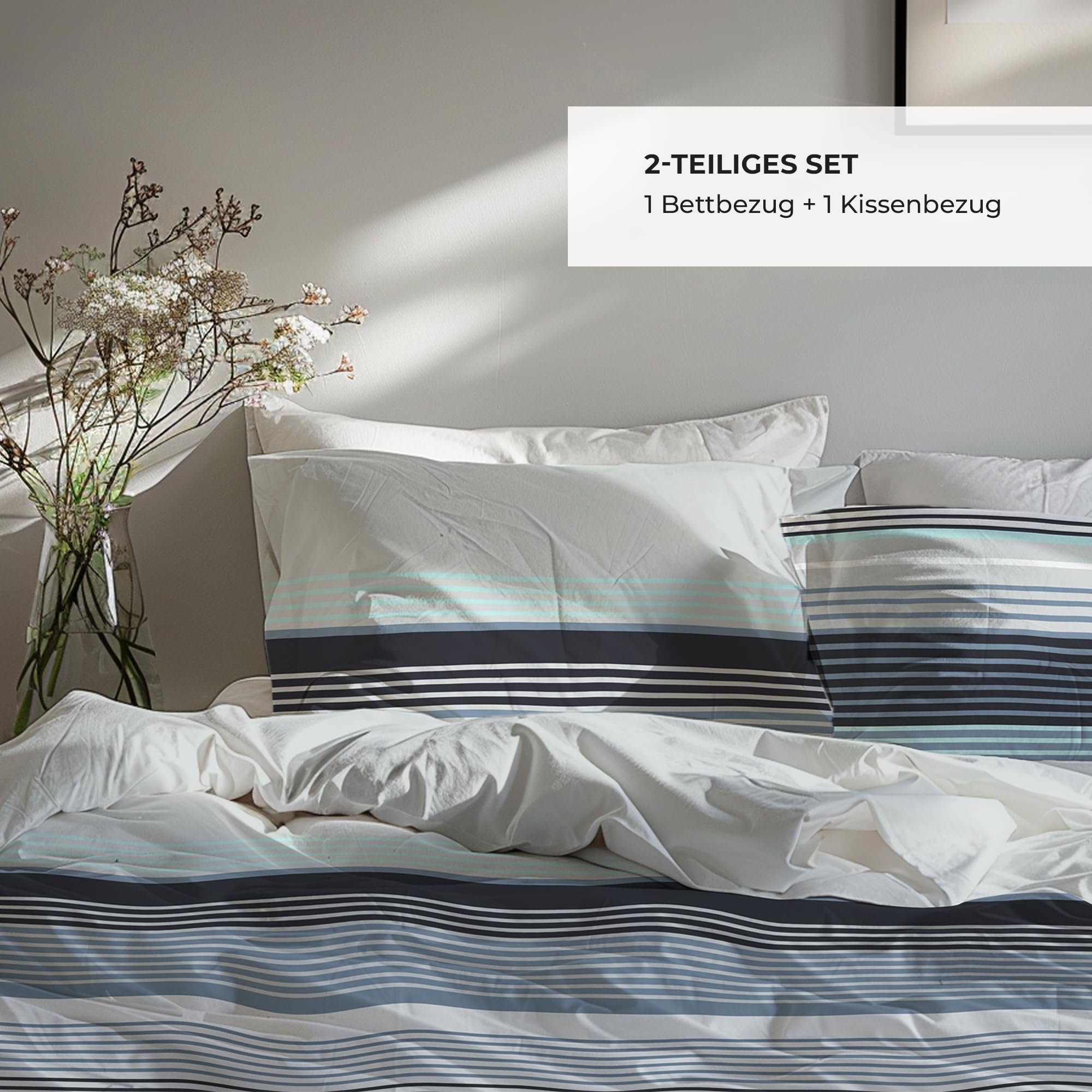Juego de Ropa de Cama de 135 x 200 cm, algodón, 2 Piezas con