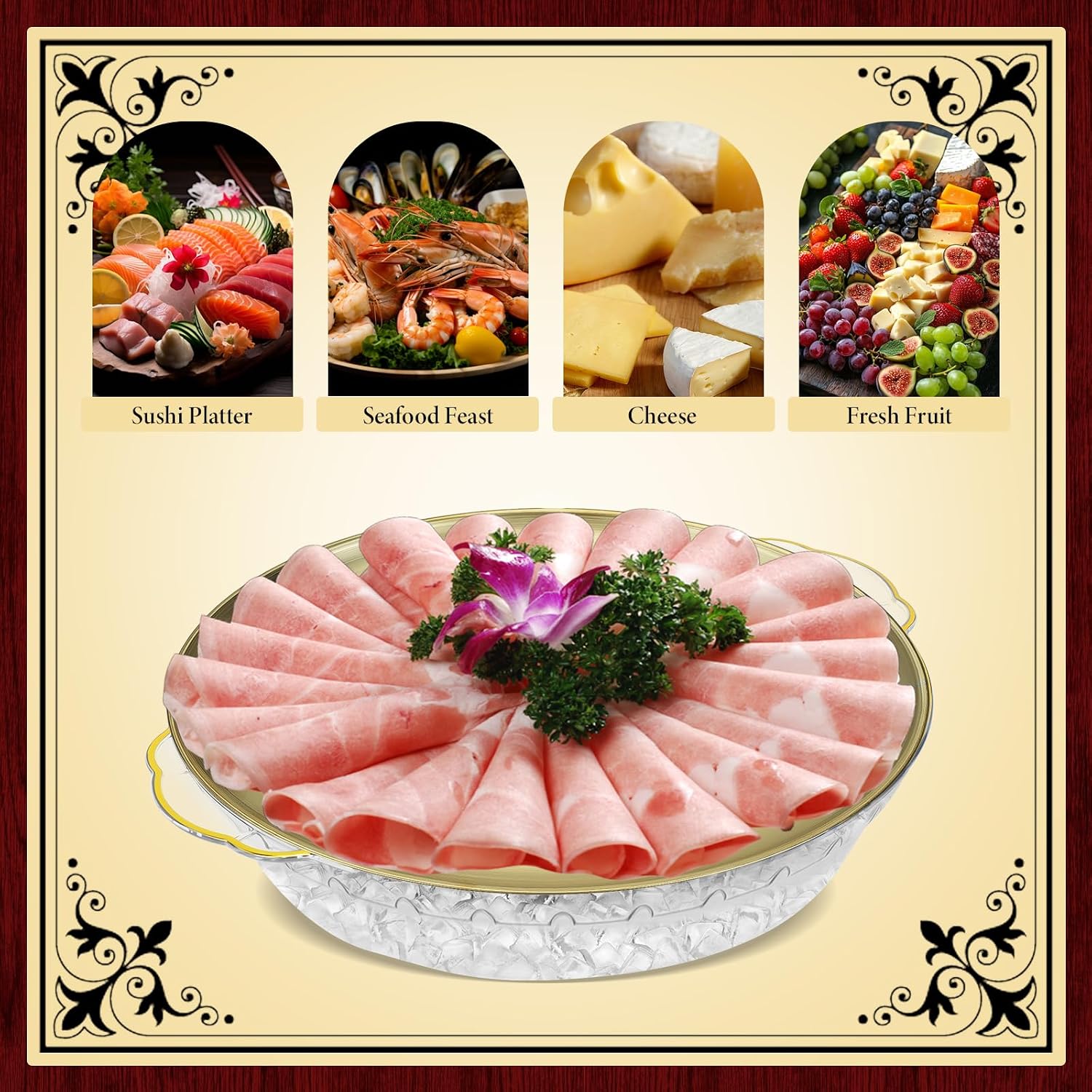 3 Set 11.8" Chilled Serving Tray with Compartments,